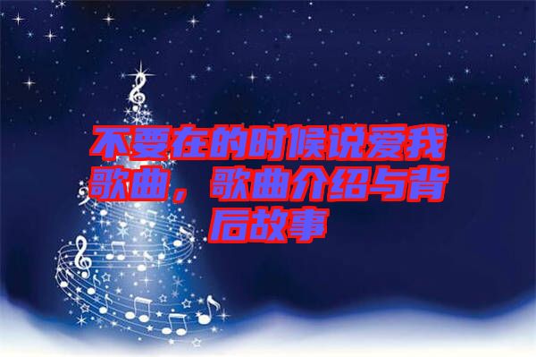 不要在的時候說愛我歌曲，歌曲介紹與背后故事