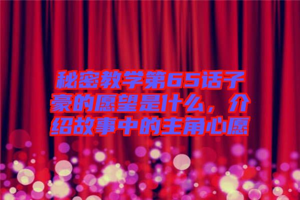 秘密教學(xué)第65話子豪的愿望是什么，介紹故事中的主角心愿