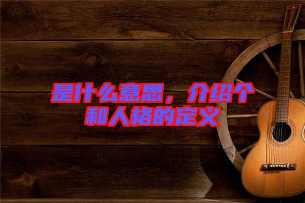 是什么意思，介紹個和人格的定義