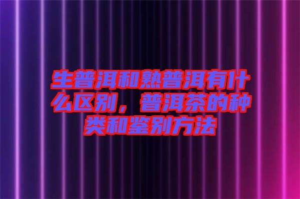 生普洱和熟普洱有什么區別，普洱茶的種類和鑒別方法