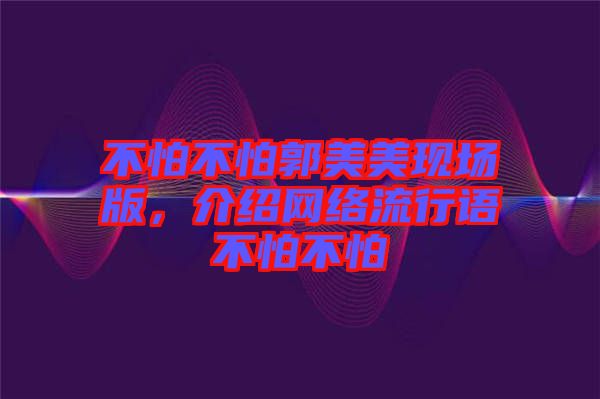 不怕不怕郭美美現(xiàn)場(chǎng)版，介紹網(wǎng)絡(luò)流行語不怕不怕