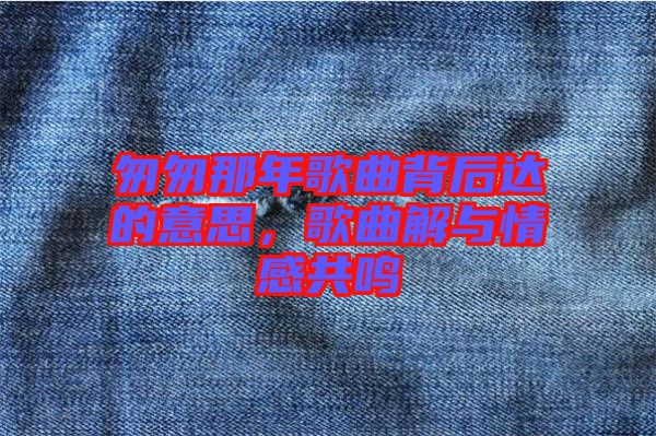 匆匆那年歌曲背后達的意思，歌曲解與情感共鳴