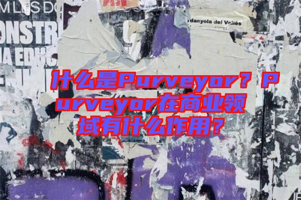 什么是Purveyor？Purveyor在商業領域有什么作用？