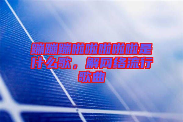 蹦蹦蹦啦啦啦啦啦是什么歌，解網(wǎng)絡流行歌曲