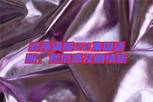浪漫滿屋22集國語版，觀后感及劇情析
