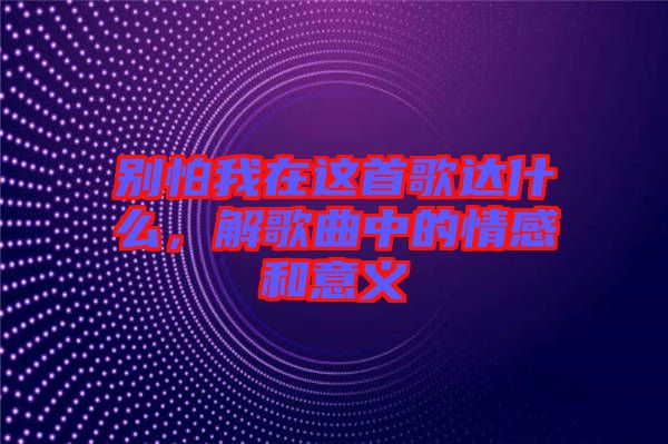 別怕我在這首歌達什么，解歌曲中的情感和意義