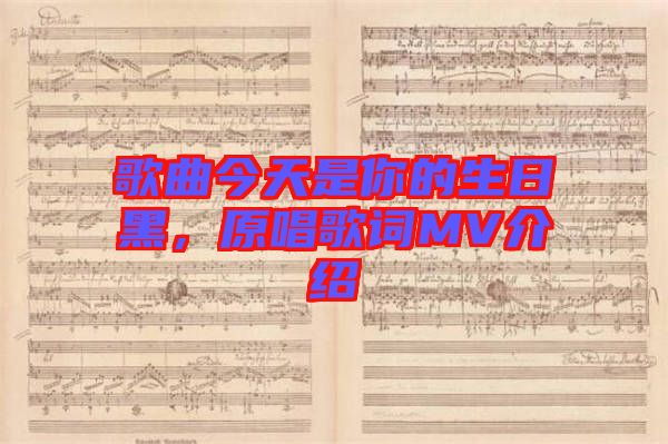 歌曲今天是你的生日黑，原唱歌詞MV介紹