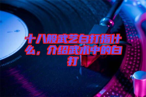 十八般武藝白打指什么，介紹武術中的白打