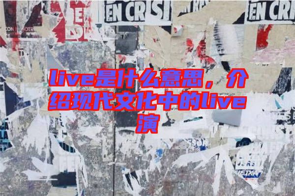 live是什么意思，介紹現代文化中的live演