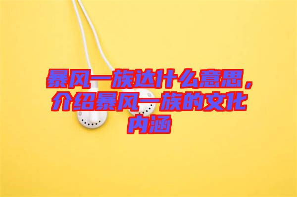 暴風一族達什么意思，介紹暴風一族的文化內涵
