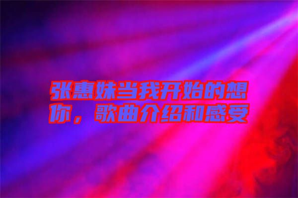 張惠妹當(dāng)我開(kāi)始的想你，歌曲介紹和感受