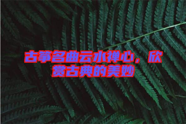 古箏名曲云水禪心，欣賞古典的美妙
