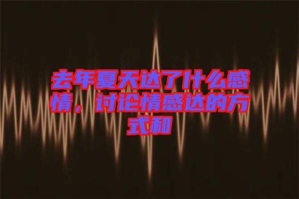 去年夏天達了什么感情，討論情感達的方式和