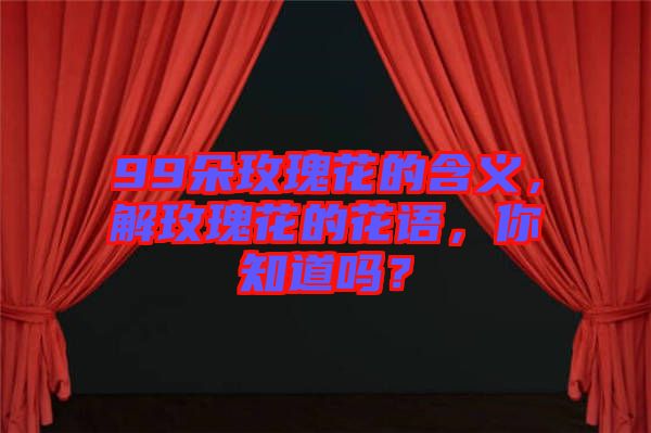 99朵玫瑰花的含義，解玫瑰花的花語，你知道嗎？