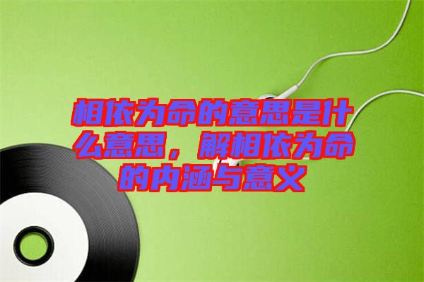 相依為命的意思是什么意思，解相依為命的內(nèi)涵與意義