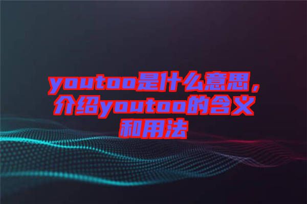 youtoo是什么意思，介紹youtoo的含義和用法