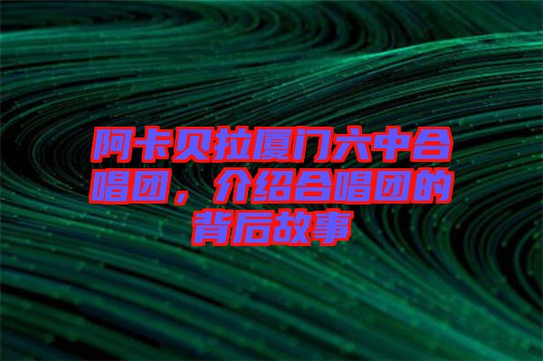 阿卡貝拉廈門(mén)六中合唱團(tuán)，介紹合唱團(tuán)的背后故事