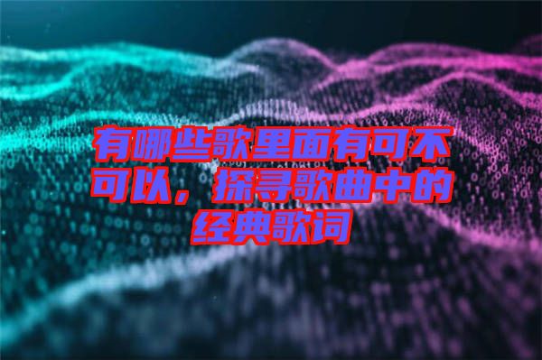 有哪些歌里面有可不可以，探尋歌曲中的經典歌詞