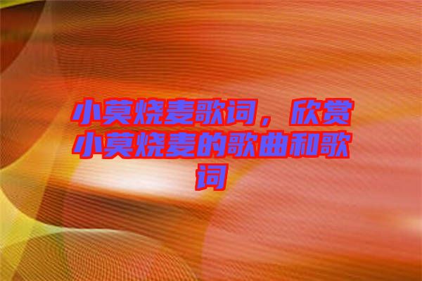小莫燒麥歌詞，欣賞小莫燒麥的歌曲和歌詞