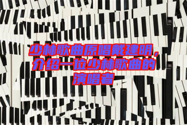 少林歌曲原唱戴建明，介紹一位少林歌曲的演唱者