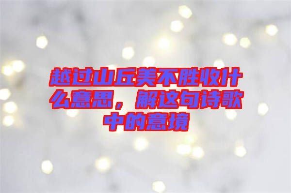 越過山丘美不勝收什么意思，解這句詩歌中的意境