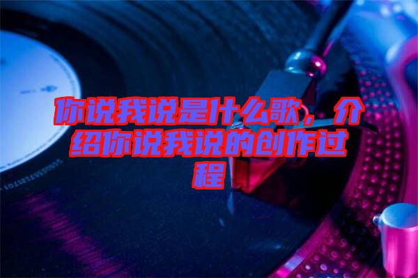 你說我說是什么歌，介紹你說我說的創作過程