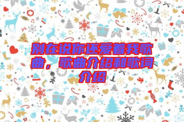 別在說你還愛著我歌曲，歌曲介紹和歌詞介紹