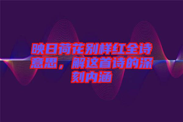 映日荷花別樣紅全詩意思，解這首詩的深刻內(nèi)涵