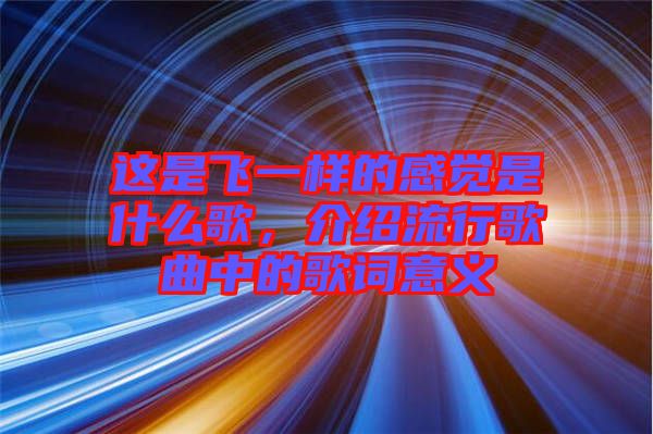 這是飛一樣的感覺是什么歌，介紹流行歌曲中的歌詞意義