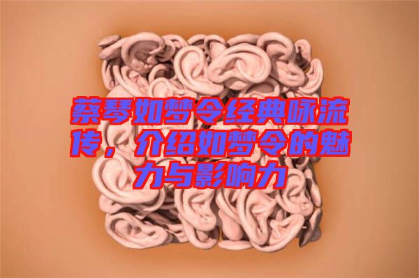 蔡琴如夢令經典詠流傳，介紹如夢令的魅力與影響力