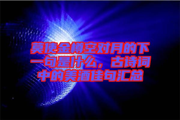 莫使金樽空對月的下一句是什么，古詩詞中的美酒佳句匯總