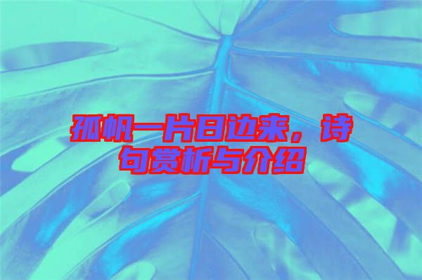 孤帆一片日邊來，詩句賞析與介紹