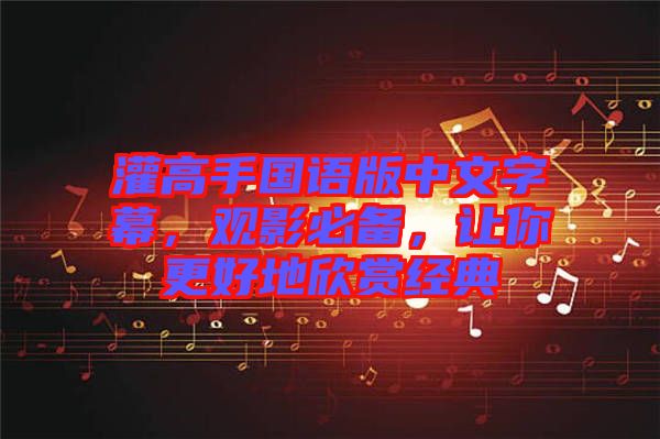 灌高手國語版中文字幕，觀影必備，讓你更好地欣賞經典