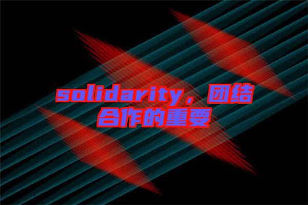 solidarity，團結合作的重要