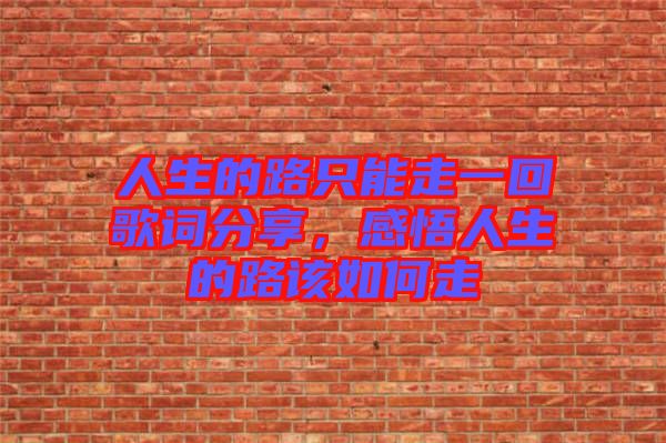 人生的路只能走一回歌詞分享，感悟人生的路該如何走