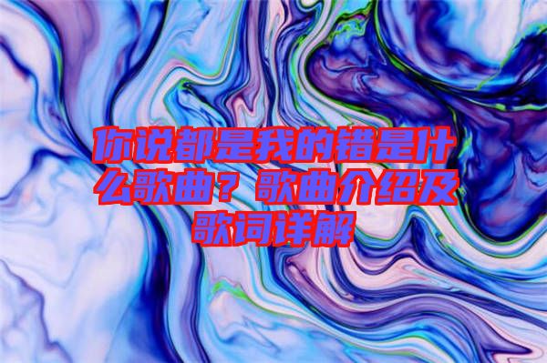 你說都是我的錯是什么歌曲？歌曲介紹及歌詞詳解