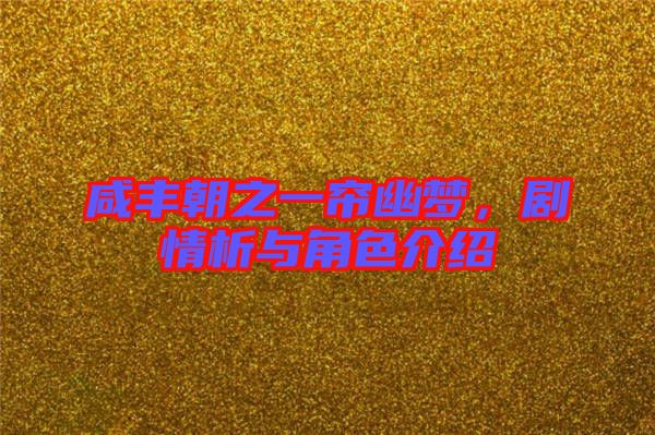 咸豐朝之一簾幽夢，劇情析與角色介紹