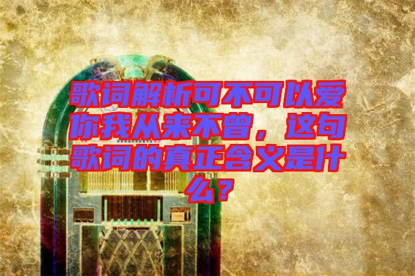 歌詞解析可不可以愛你我從來不曾，這句歌詞的真正含義是什么？