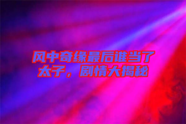 風中奇緣最后誰當了太子，劇情大揭秘