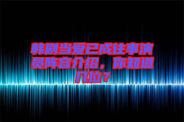 韓劇當愛已成往事演員陣容介紹，你知道幾位？