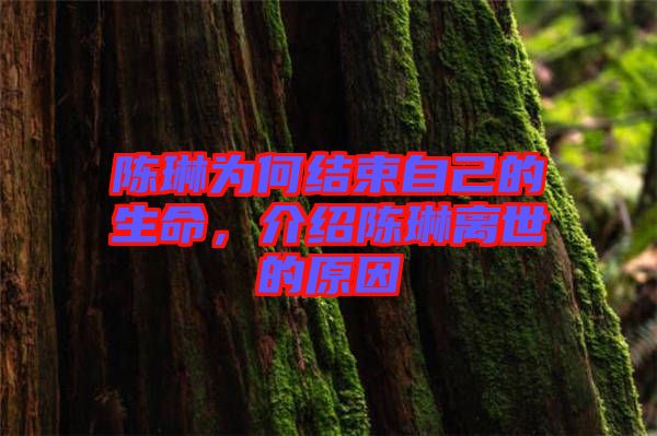 陳琳為何結束自己的生命，介紹陳琳離世的原因