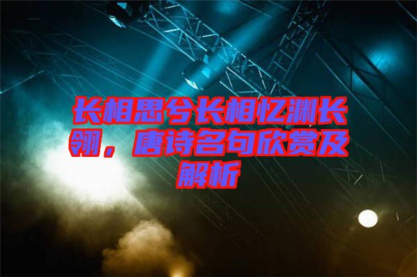 長相思兮長相憶淵長翎，唐詩名句欣賞及解析