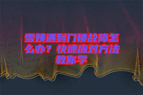 雪姨遇到門鎖故障怎么辦？快速應對方法教你學